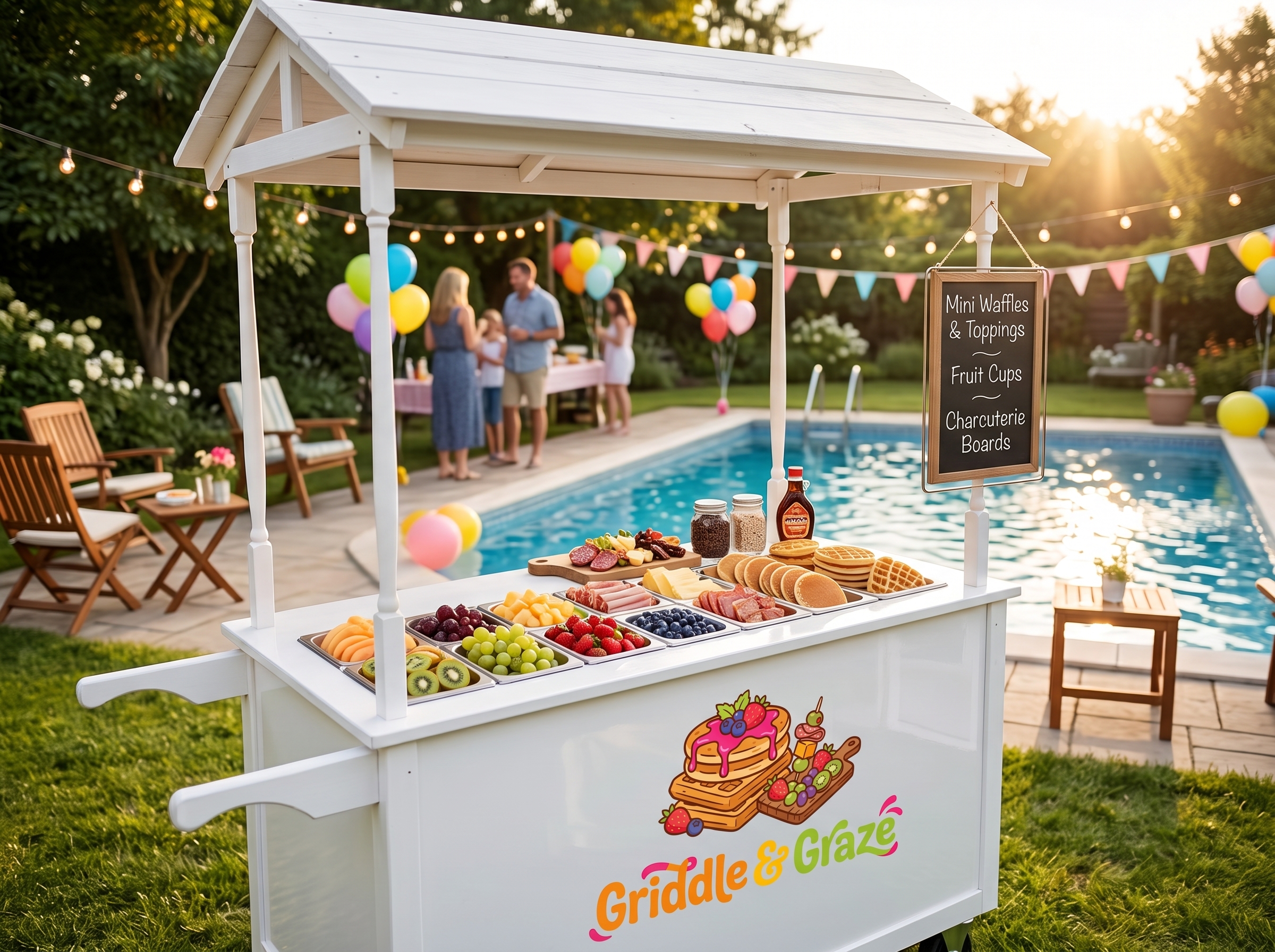 Full Griddle & Graze cart set-up at an event