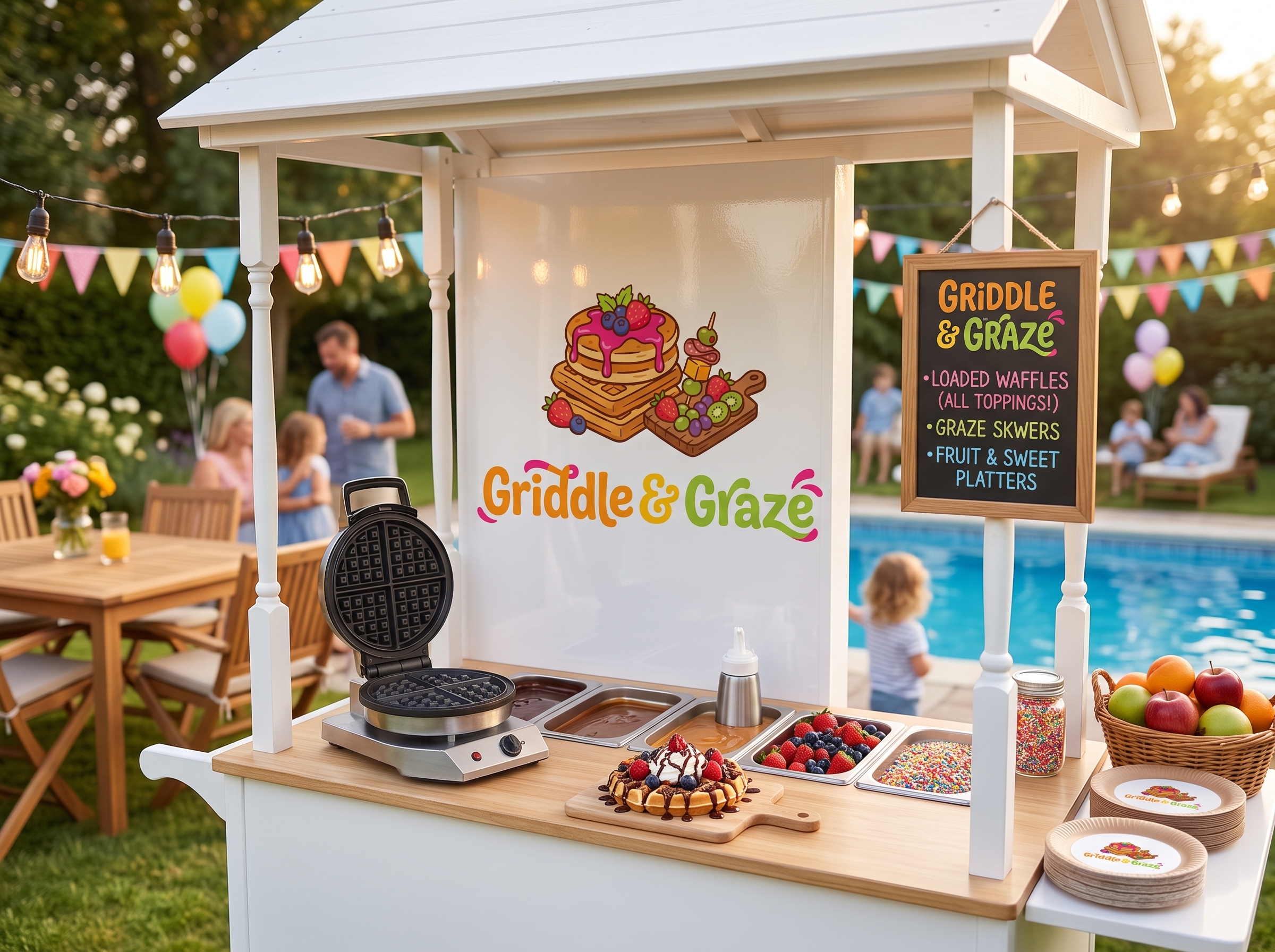 Waffle bar on the Griddle & Graze cart